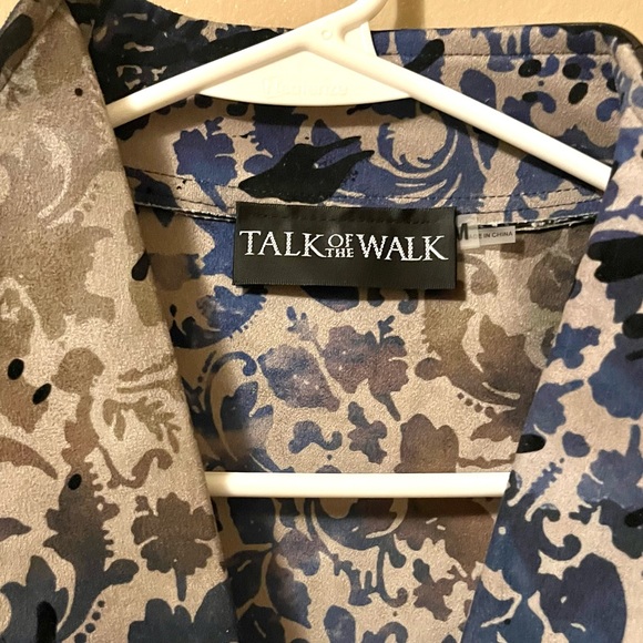 🌀🏷️🆕🎉 black & navy & gold metallic abstract design collar open jacket blazer - Picture 11 of 16